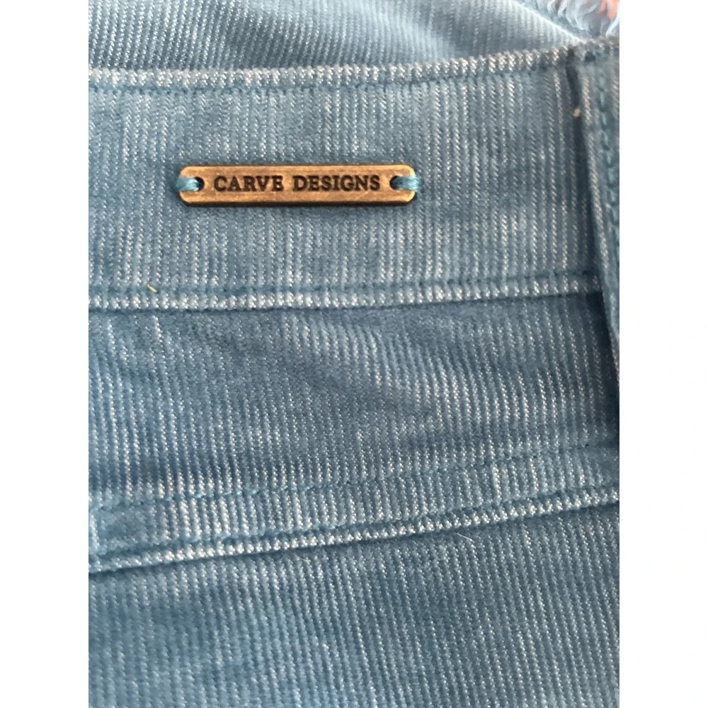 Carve Designs Oahu Teal Blue Corduroy Frayed Hem Shorts High Rise Size 10